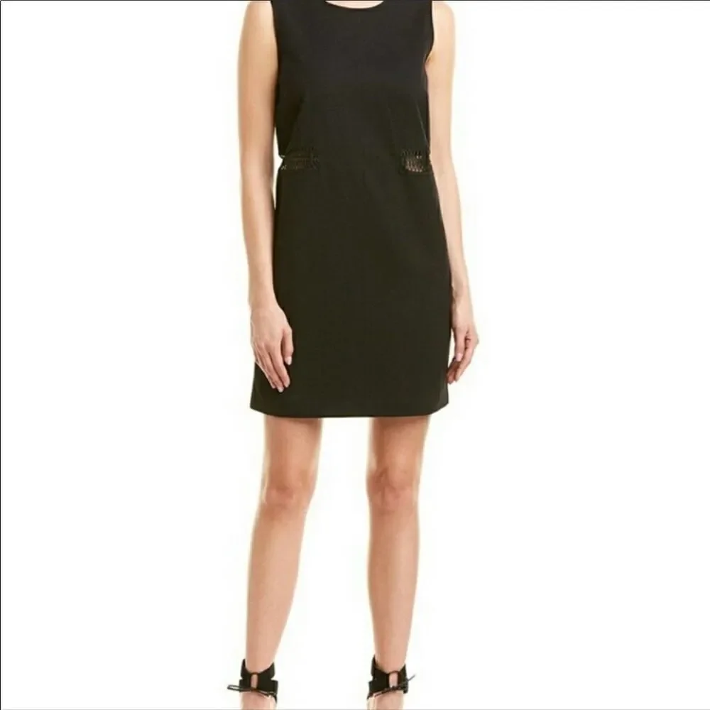 Maje Restal Black Cotton Mini Dress Crochet Waist